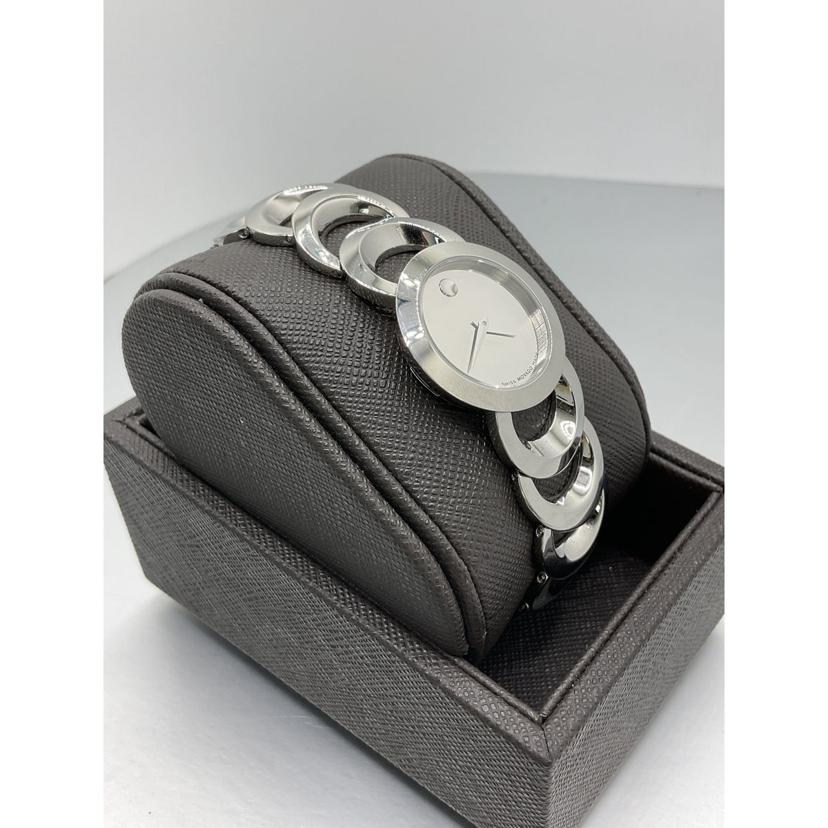 Movado Ladies Moon Bear Rondiro Mirror Dial Stainless Steel Bracelet Watch 84.E4.1834