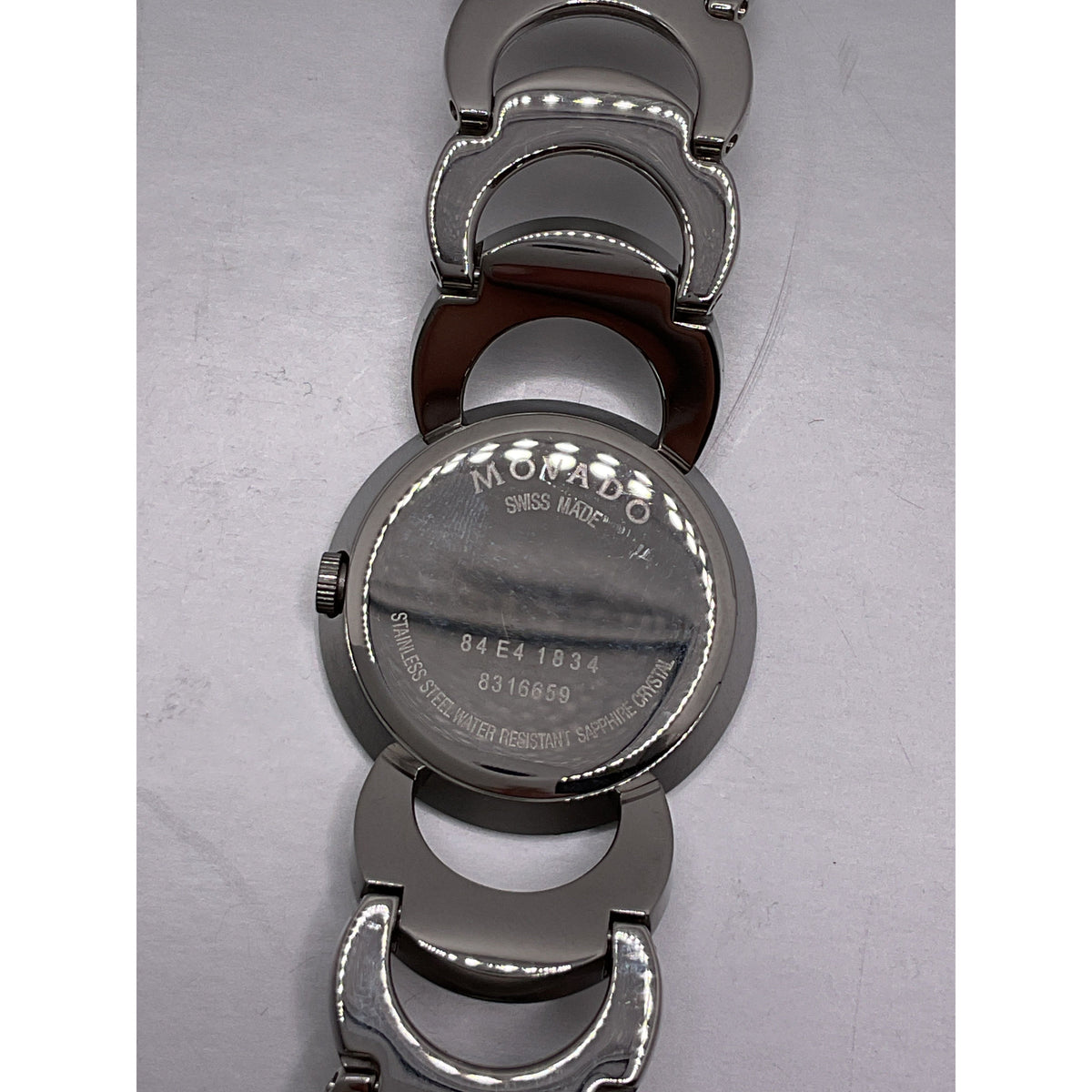 Movado Ladies Moon Bear Rondiro Mirror Dial Stainless Steel Bracelet Watch 84.E4.1834