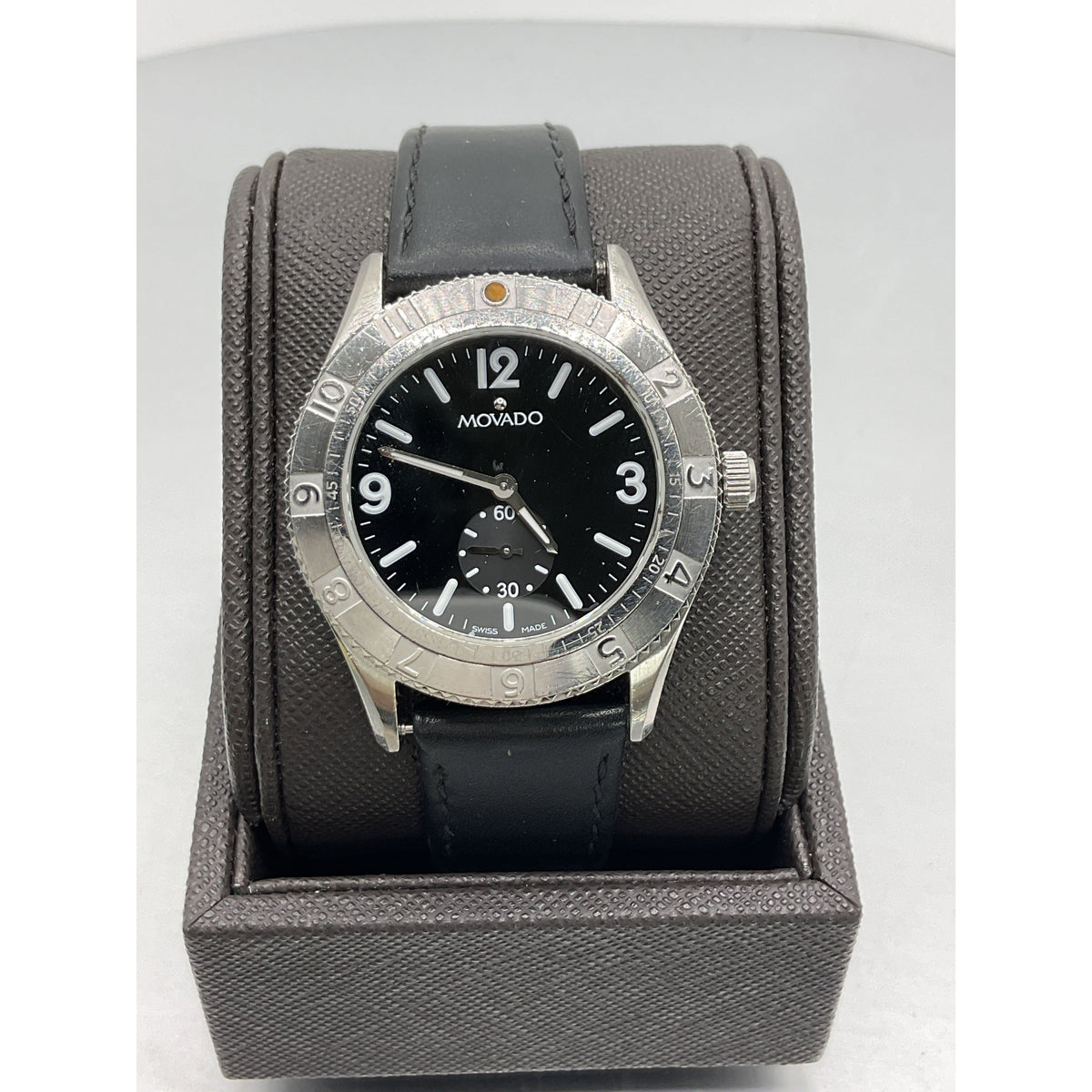 Movado Men's Gentry Black Dial Black Calfskin Strap Watch 84.N2.1890