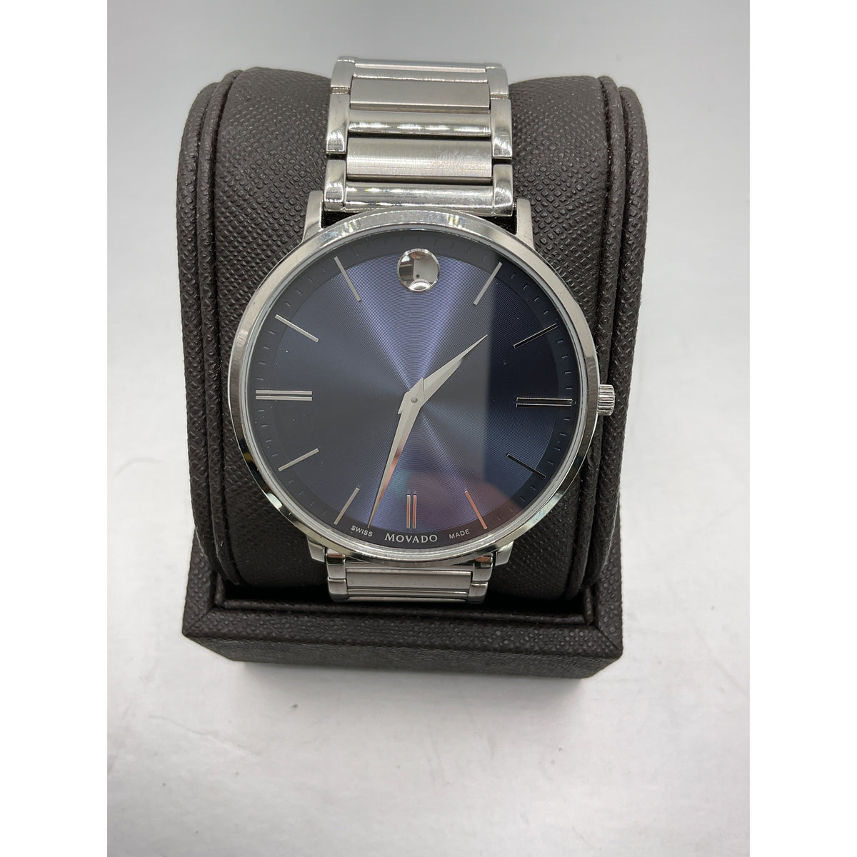 Movado Men's UltraSlim Blue Dial Stainless Steel Bracelet Watch 0607168