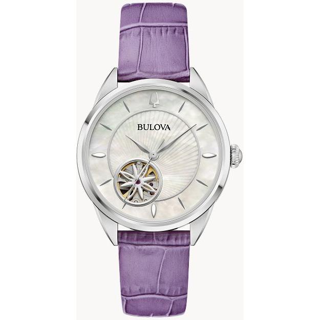 Bulova women\'s diamond purple watch Bulova 98R196 Purple & Black Strap 78 Diamonds Rose Gold  main image 2