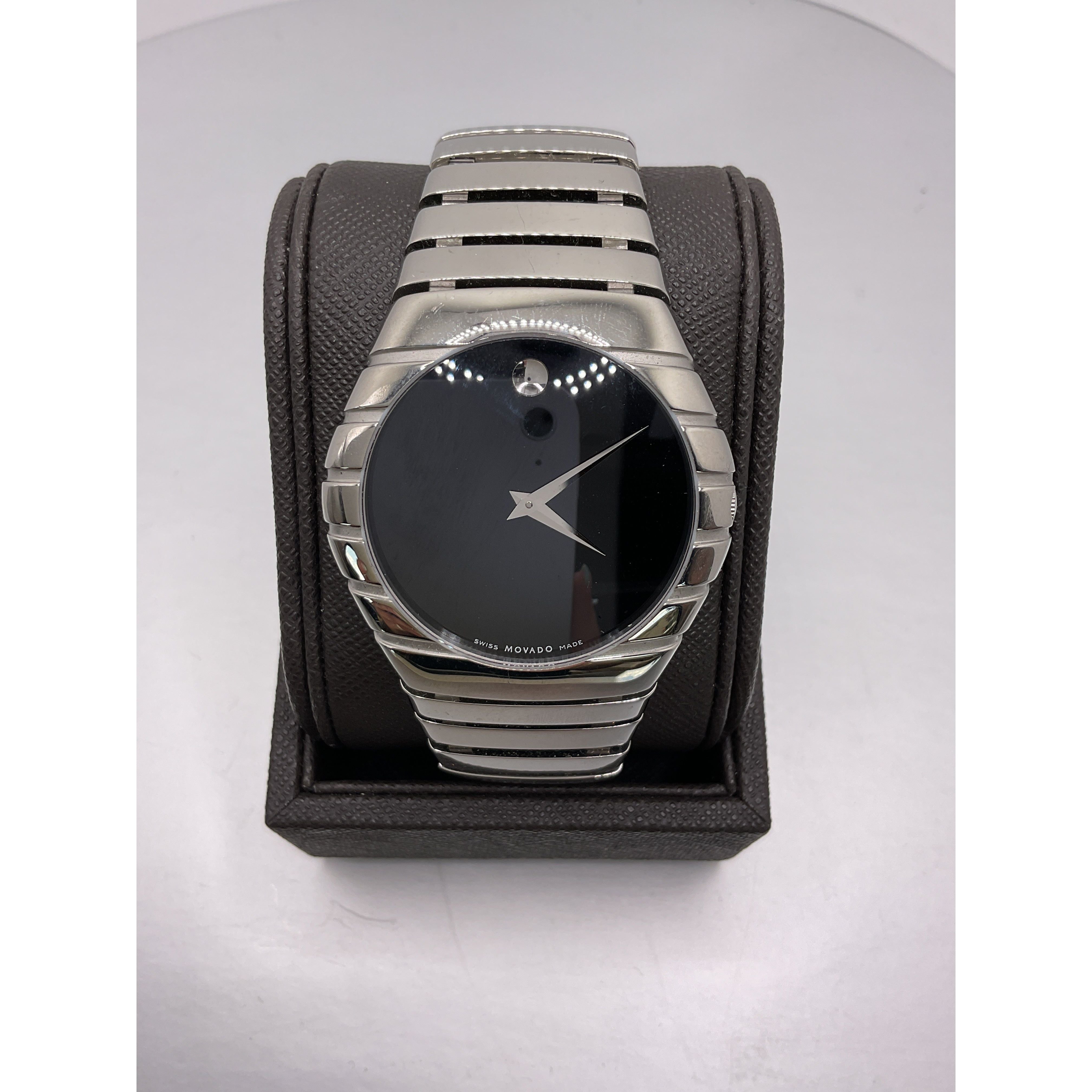 Movado Men's Riveli Black Dial Stainless Steel Watch 84.G1.2892