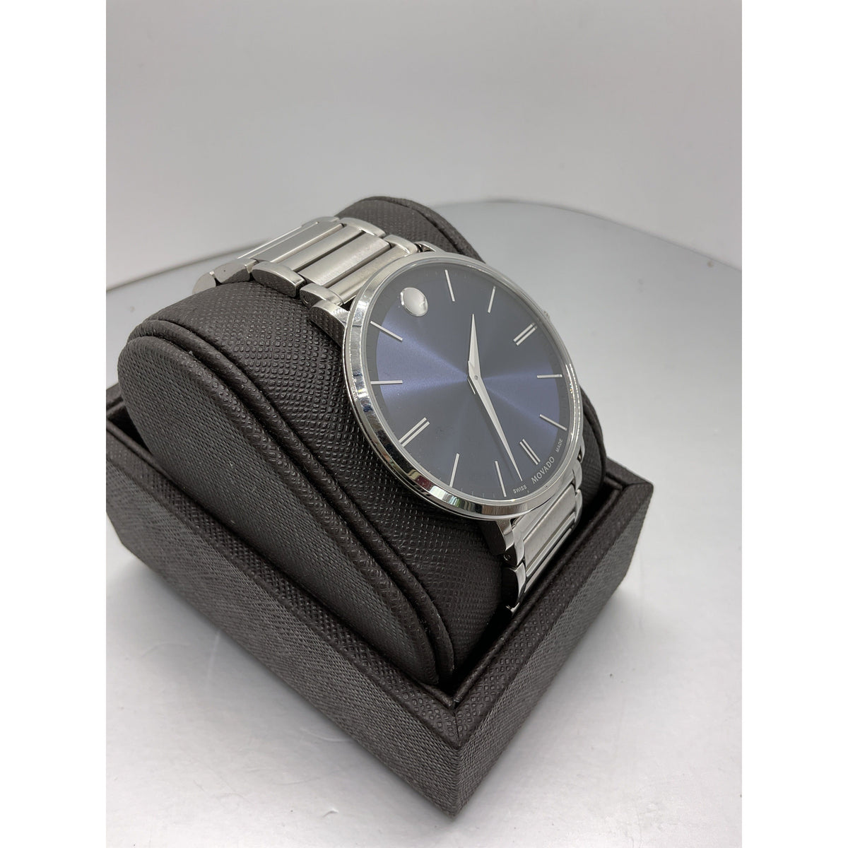 Movado Men's UltraSlim Blue Dial Stainless Steel Bracelet Watch 0607168
