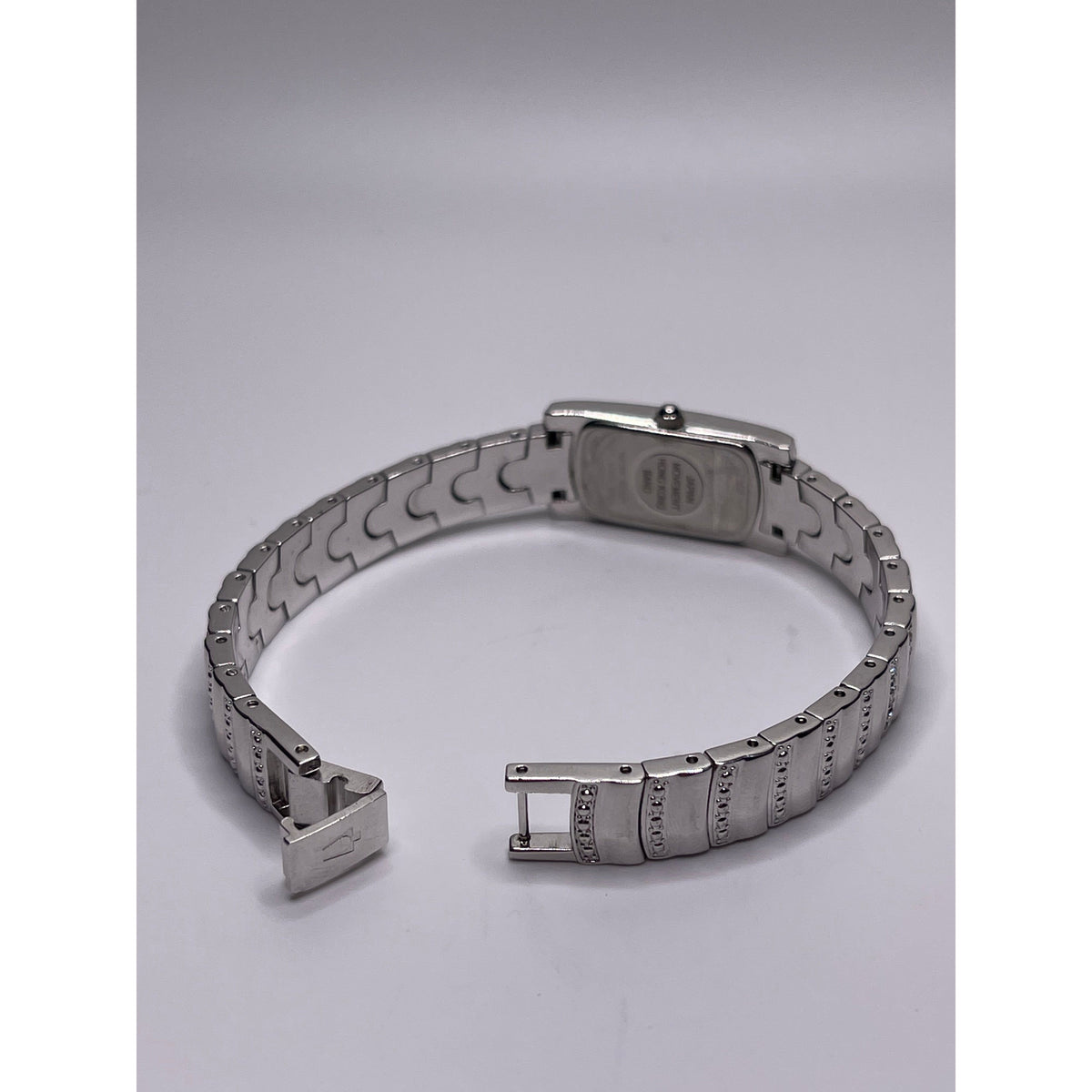 Bulova Ladies Mother of Pearl Dial Silver Tone Crystal Bracelet Watch 96T13