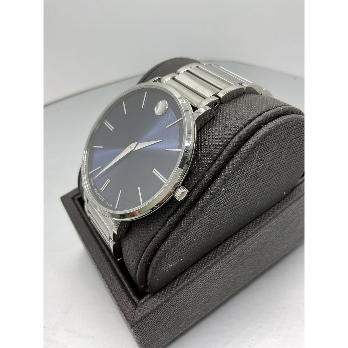 Movado Men's UltraSlim Blue Dial Stainless Steel Bracelet Watch 0607168