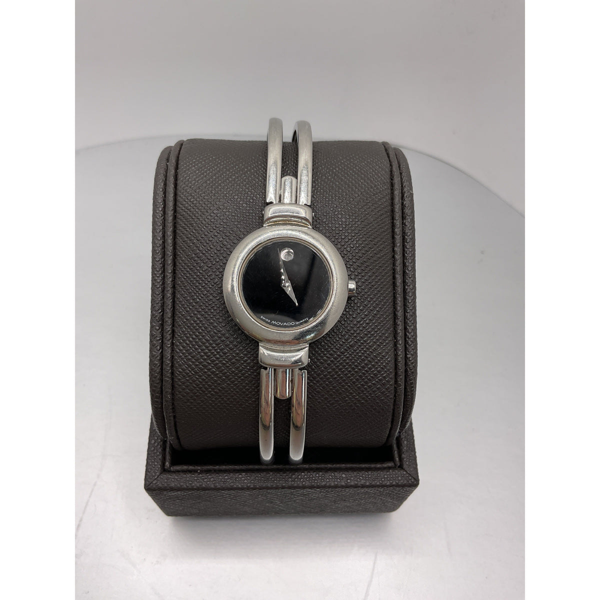 Movado Harmony Ladies Black Dial Stainless Steel Bangle Bracelet Watch 0604428-1