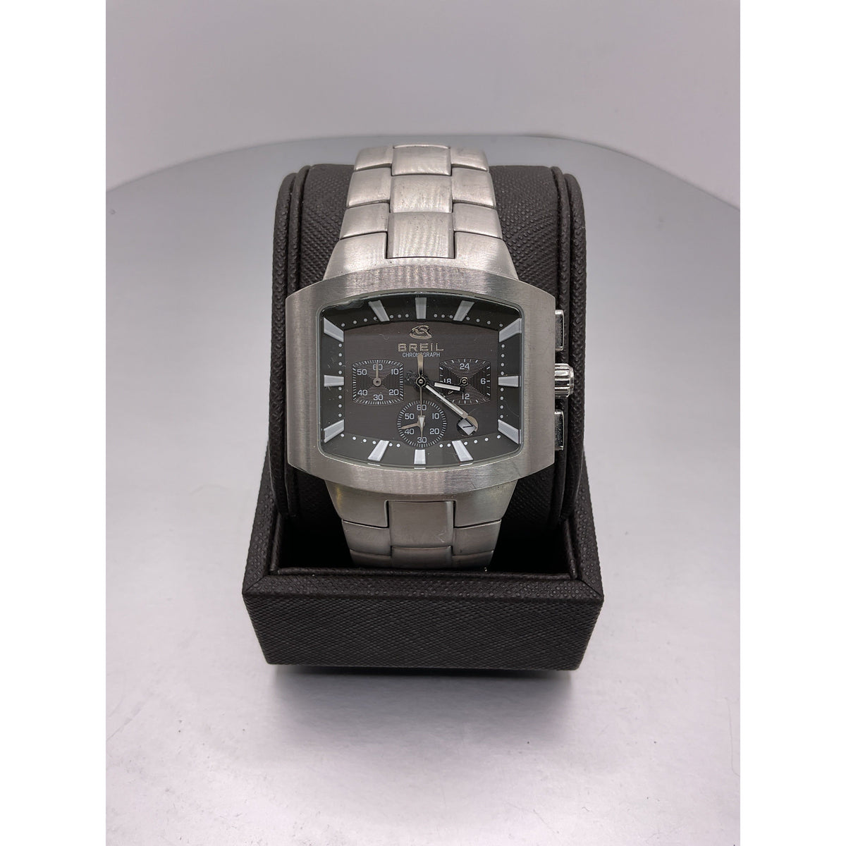 Breil Milano Chronograph Men's Square Black Dial Stainless Steel Bracelet Watch 2519740684B