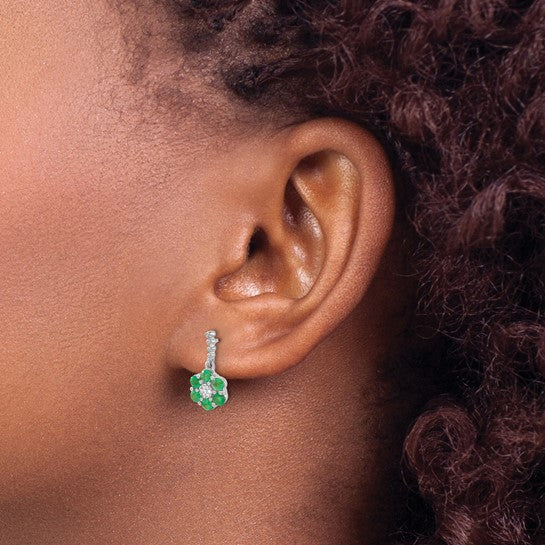 QGEM7191-EM-005-WA 14k White Gold Emerald and Diamond Earrings