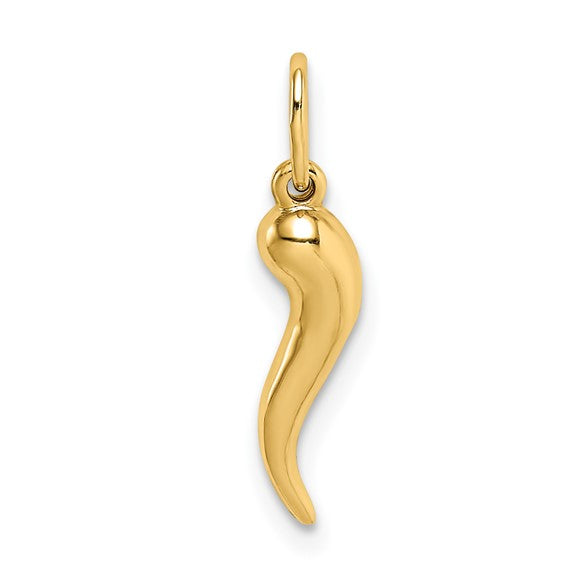 QGK6390 14k Hollow Italian Horn Pendant