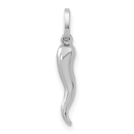 QGXCH118W 14k White Gold 3-D Italian Horn Charm