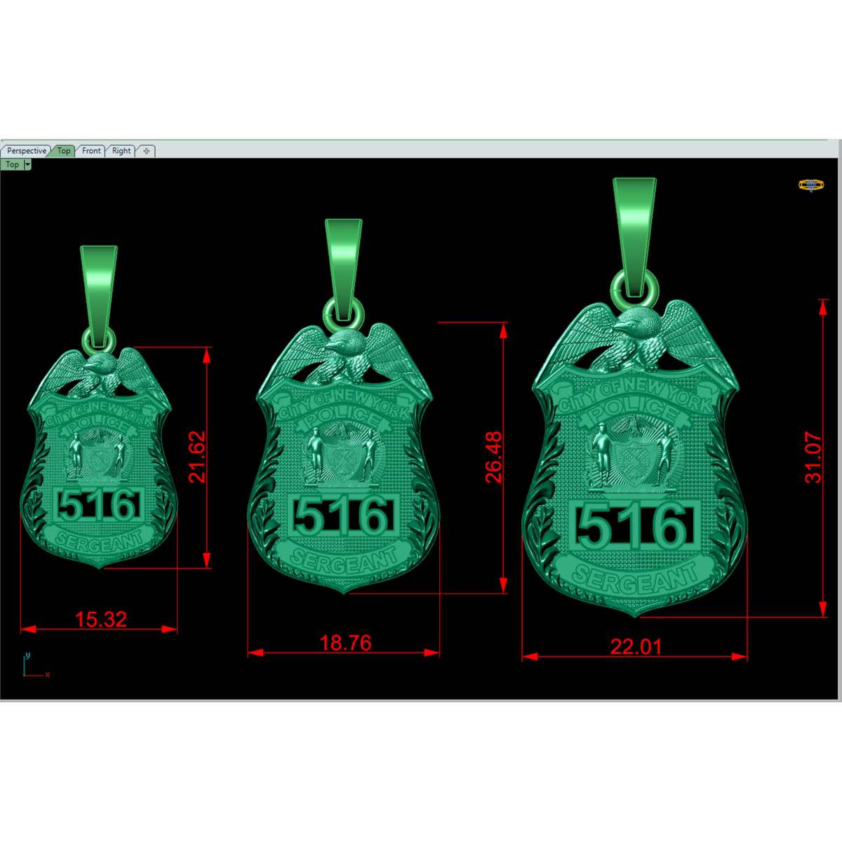 14K/18K Sergeant Shield Customized for NYPD SBA SBASMB1