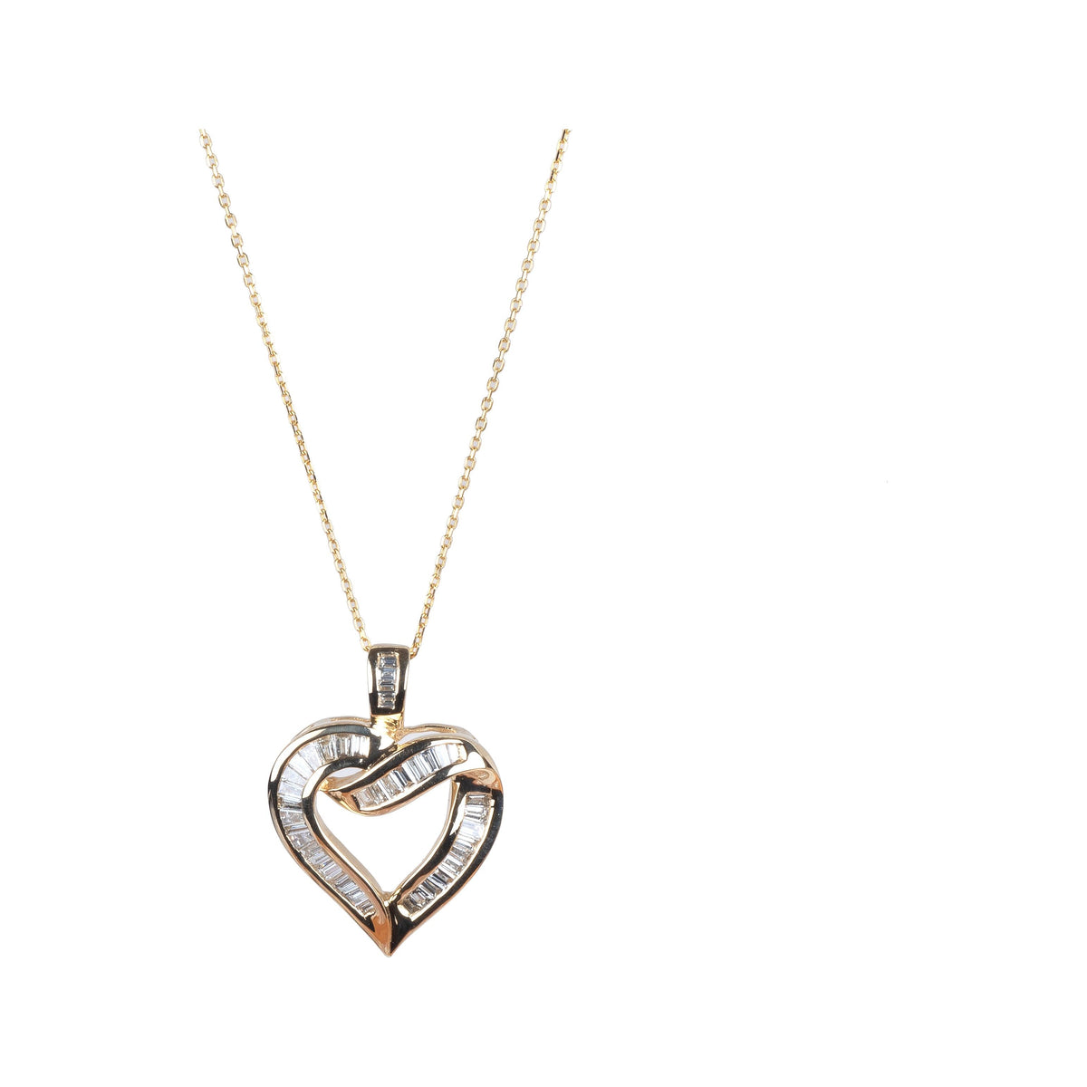 14K Yellow Gold Ladies Heart Diamond Necklace YGBDIANECK
