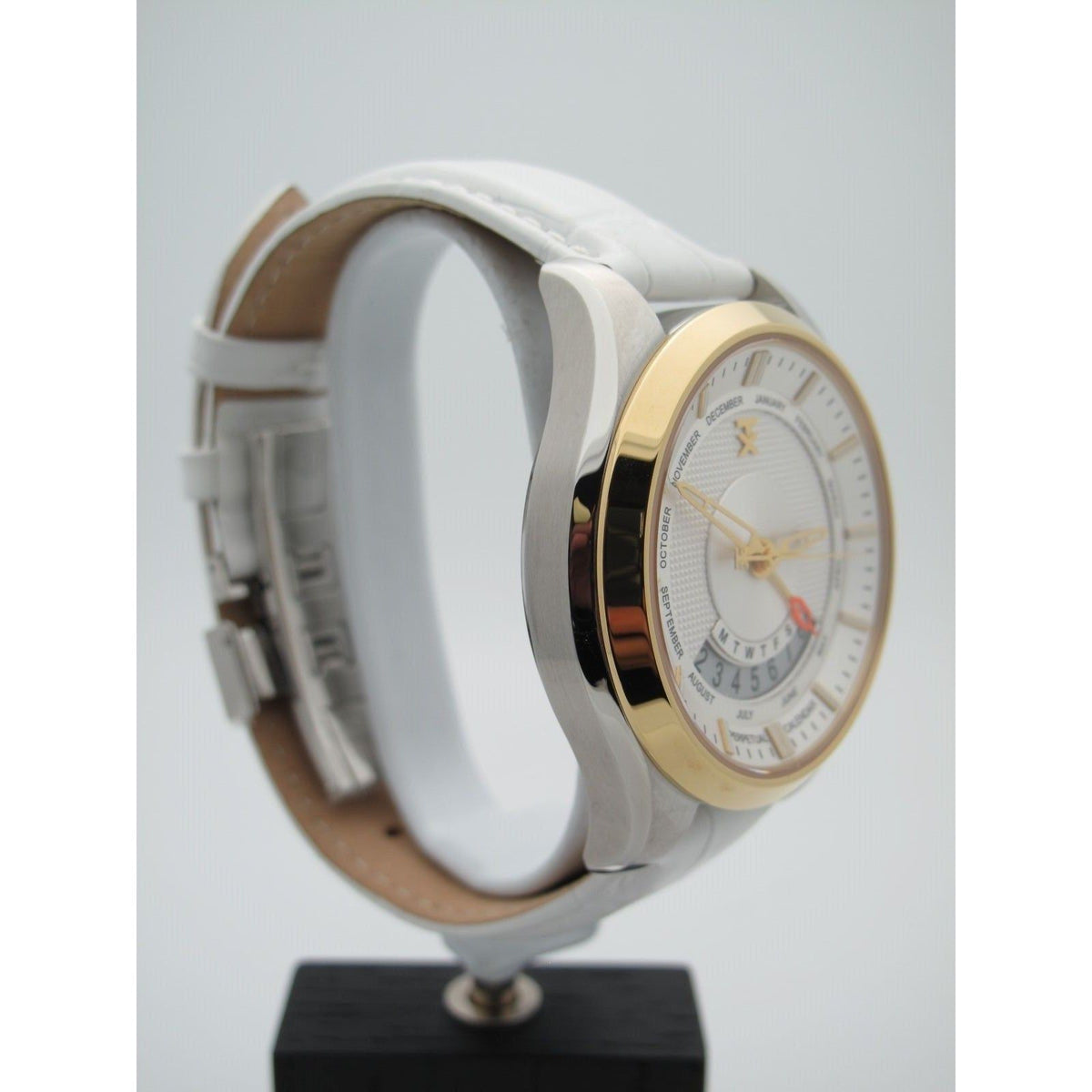 Timex TX Men's Perpetual Calendar White Dial Two Tone Leather Band Watch T3C504