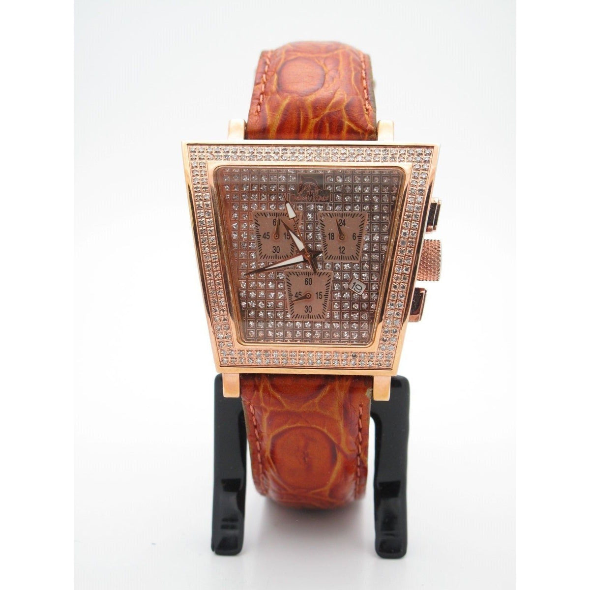 Techno Master Men's Rose Gold 3.50CT Diamond Chronograph Dial Watch TM2055