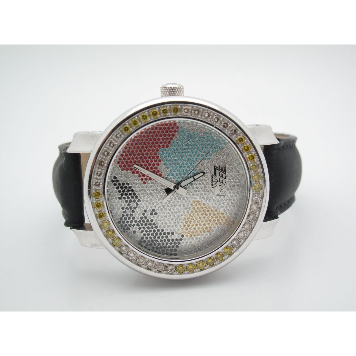 Freeze Men's Stainless Steel 1.50CT. Diamonds World Map Dial Watch FZ5466