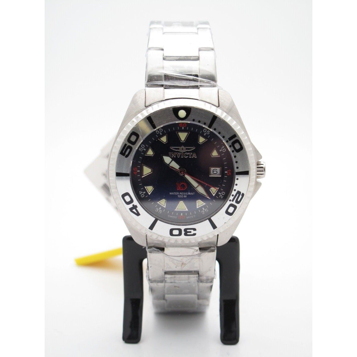 Invicta 10 Year Battery Men's Stainless Steel Black Dial Watch 3867