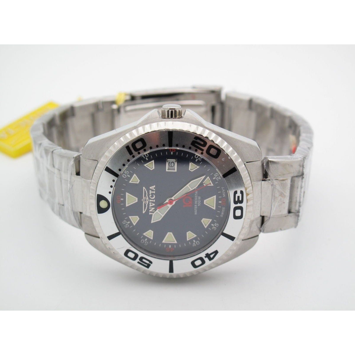 Invicta 10 Year Battery Men's Stainless Steel Black Dial Watch 3867