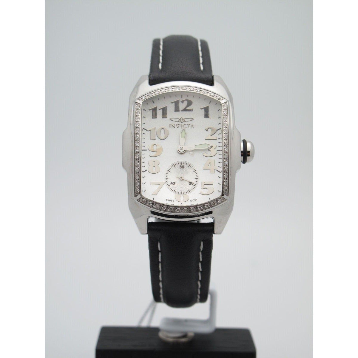 Invicta Lupah Ladies Stainless Steel 0.15CT. Diamond Bezel Black Band Watch 2151