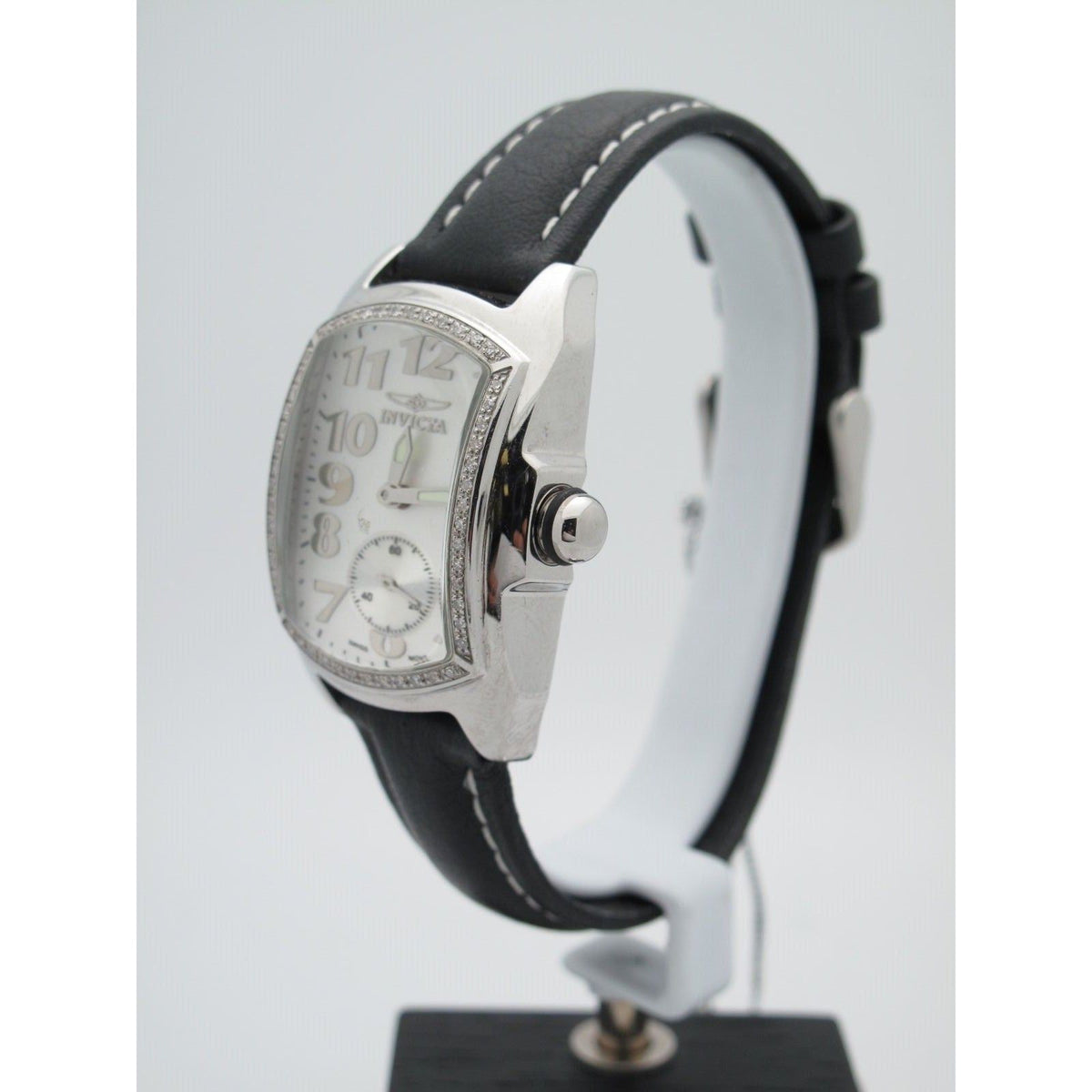 Invicta Lupah Ladies Stainless Steel 0.15CT. Diamond Bezel Black Band Watch 2151