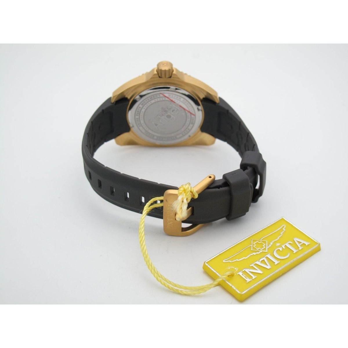 Invicta Angel Ladies Gold Mother Of Pearl w. Diamond Dial Rubber Band Watch 0498