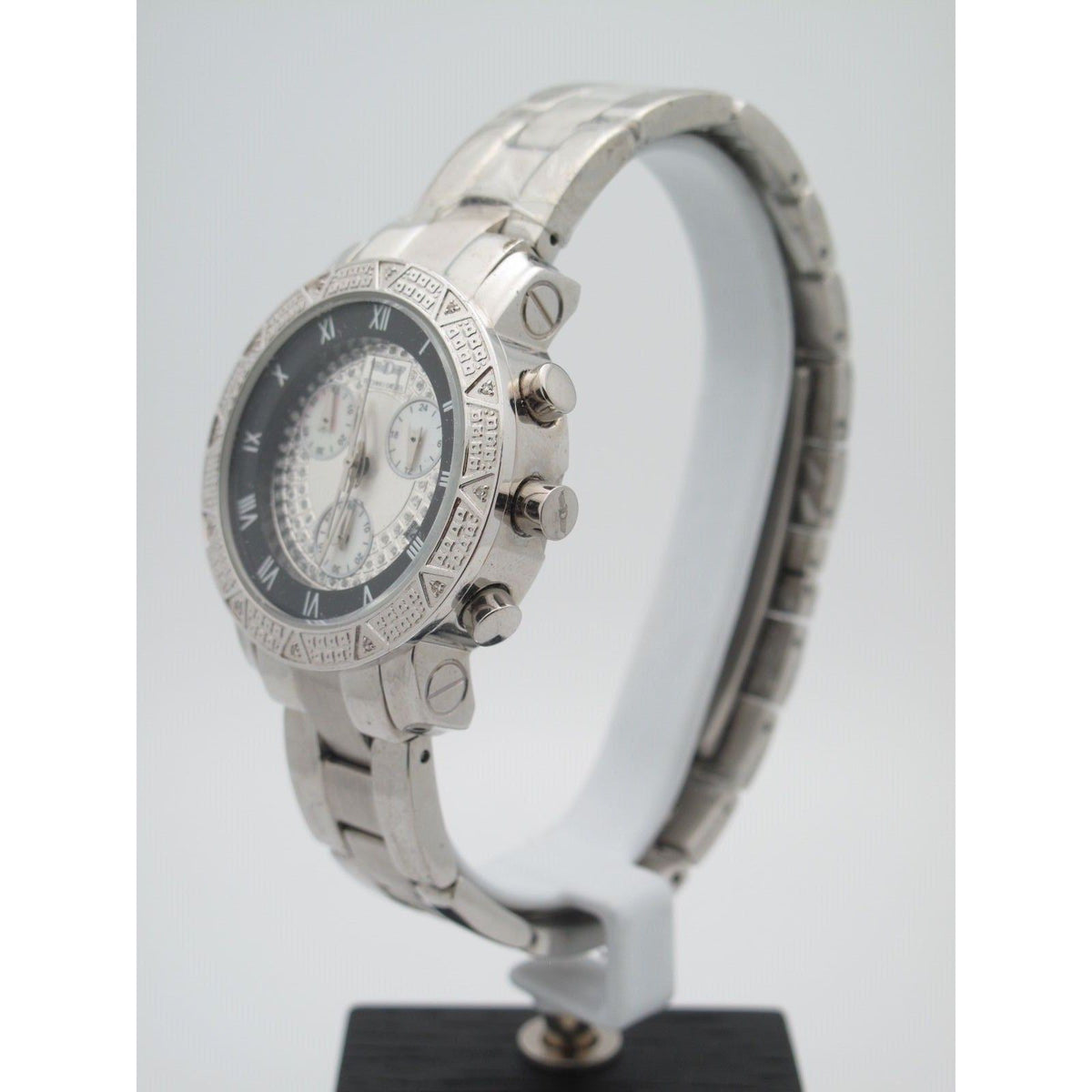 Techno Diezel Ladies Stainless Steel 0.06CT Diamonds Silver Chrono Dial Watch
