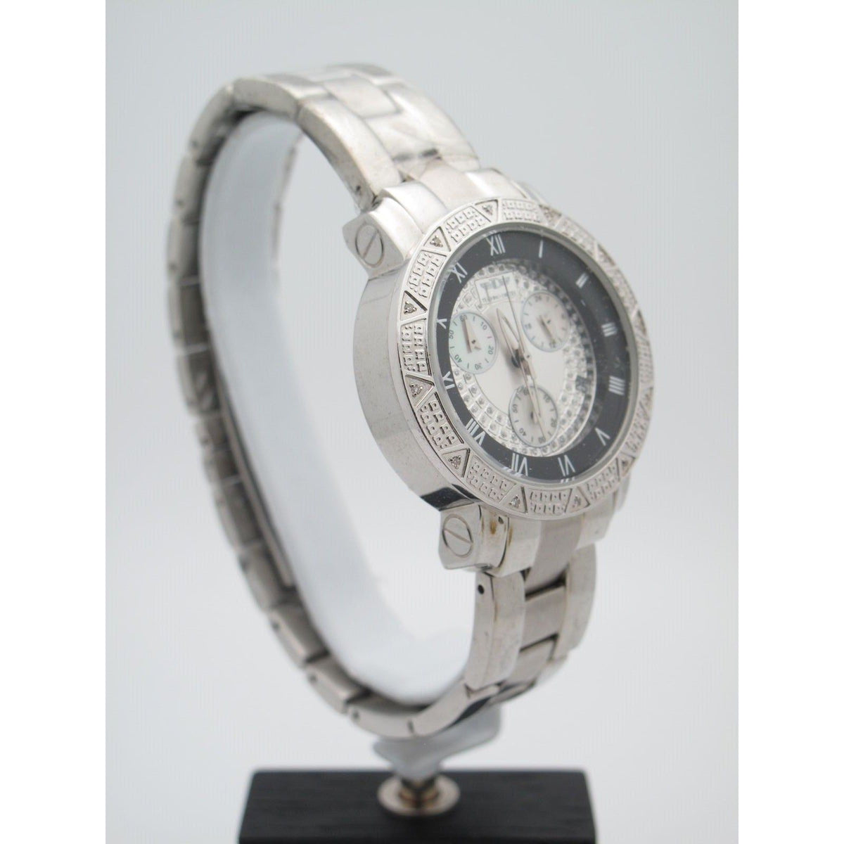 Techno Diezel Ladies Stainless Steel 0.06CT Diamonds Silver Chrono Dial Watch