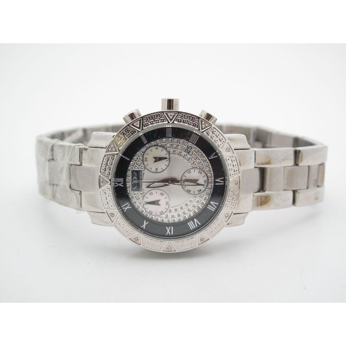 Techno Diezel Ladies Stainless Steel 0.06CT Diamonds Silver Chrono Dial Watch