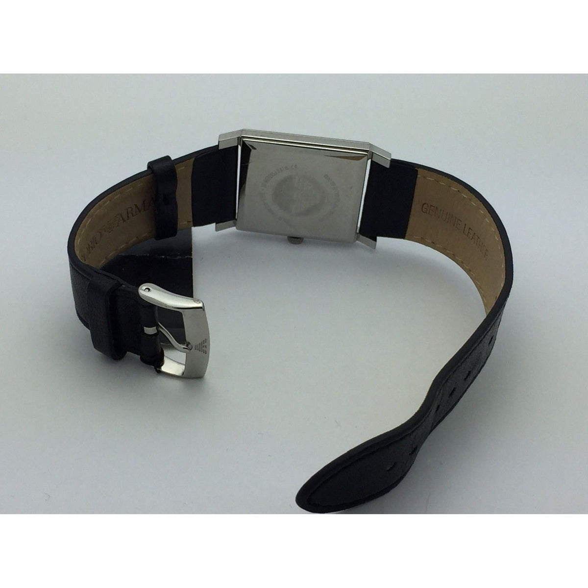 Emporio Armani Unisex Gray Dial Stainless Black Leather 30M Watch AR2408