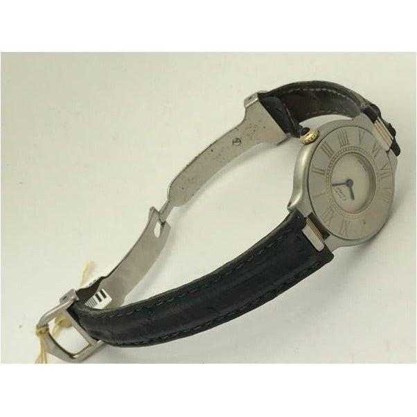Cartier Must de Vintage Roman Bezel Two Tone Quartz Leather Strap Watch 901142688