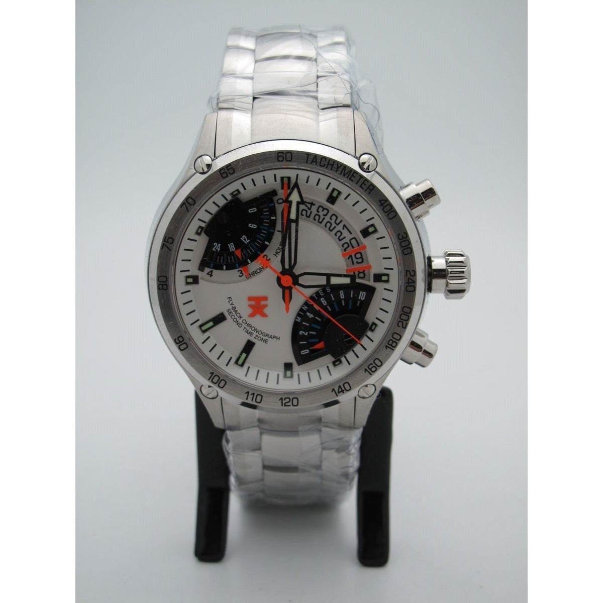 Timex TX Men's Flyback White Dial Chronograph Compass 2nd Time Zone Watch T3C175