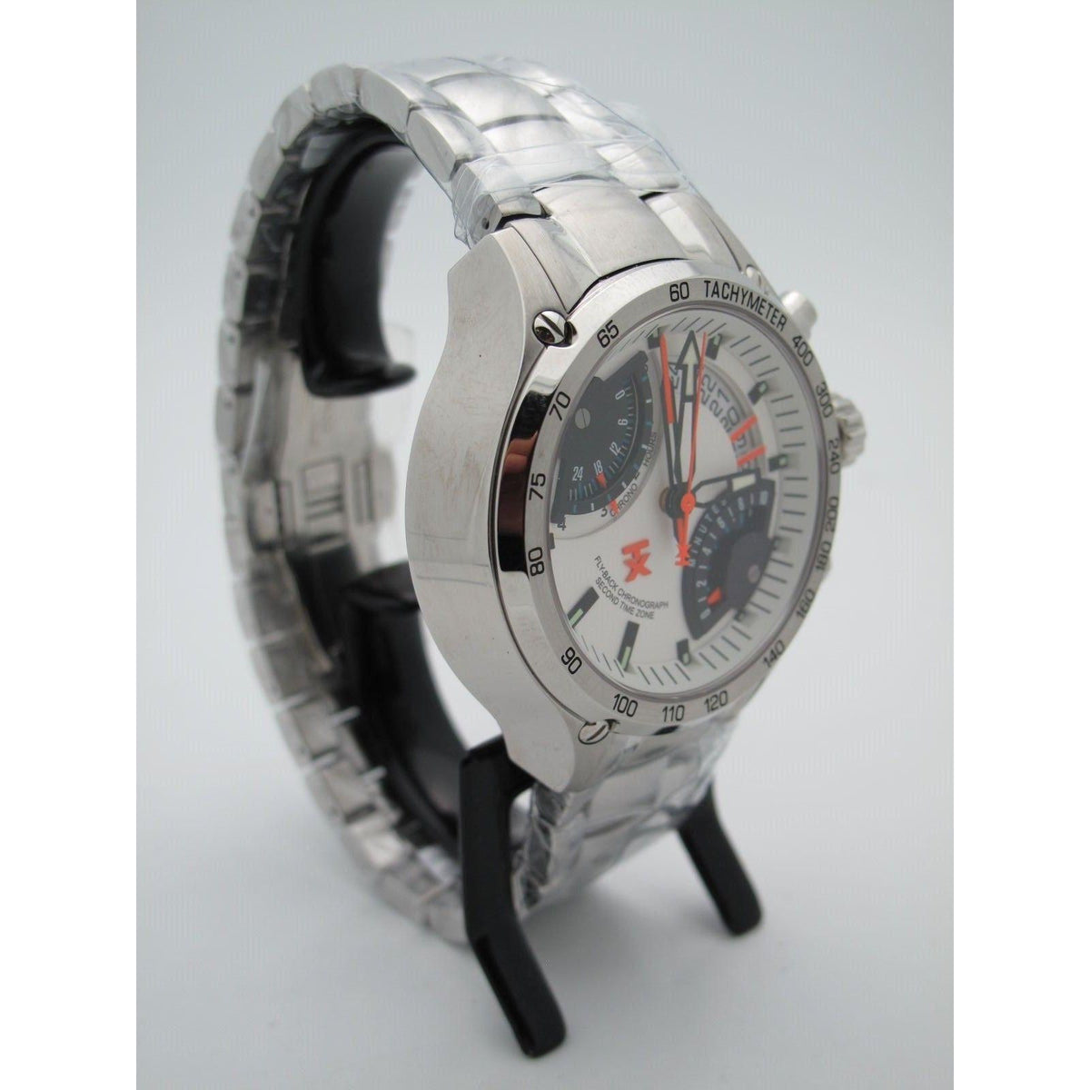 Timex TX Men's Flyback White Dial Chronograph Compass 2nd Time Zone Watch T3C175