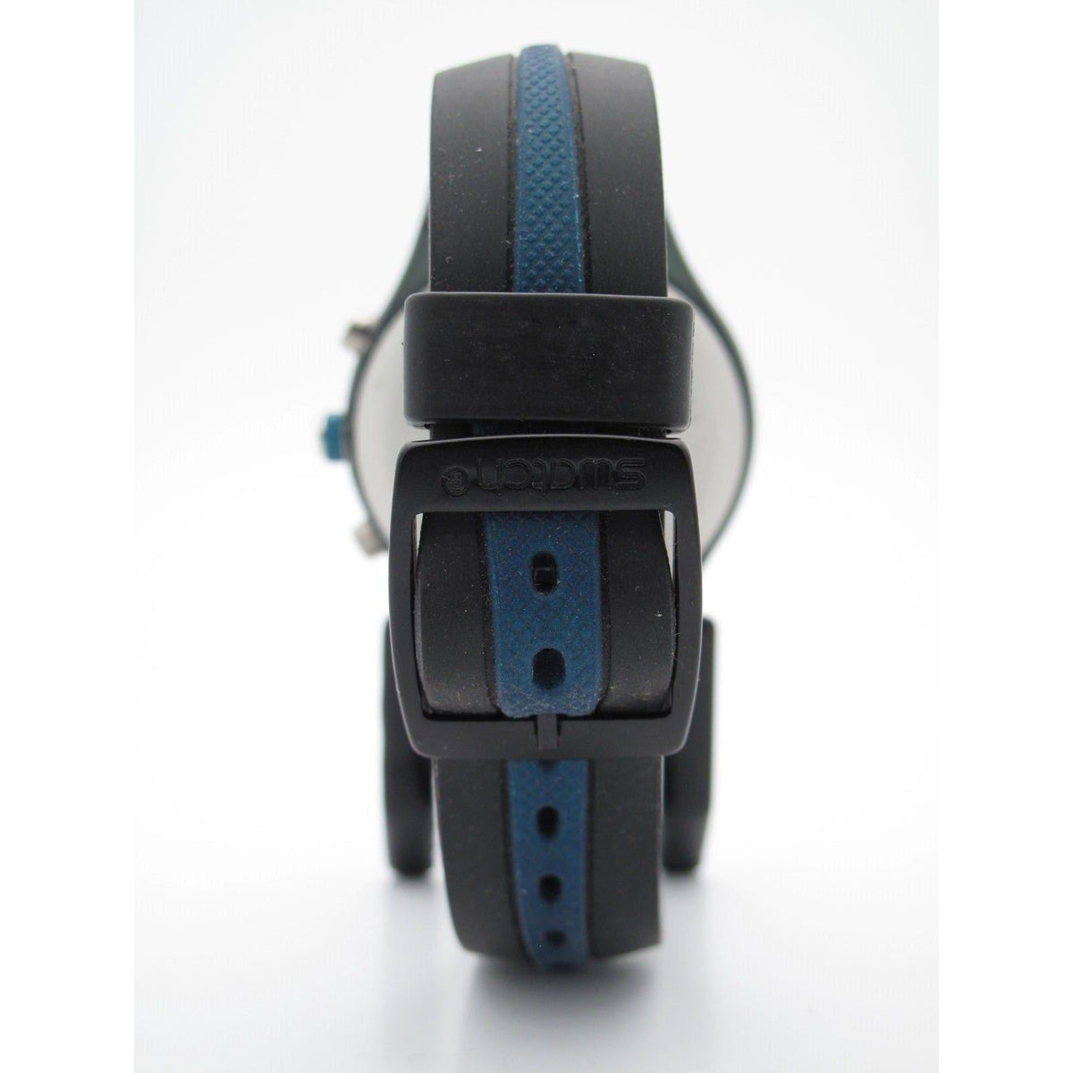 Swatch Irony Diaphane Unisex Blue & Black Chronograph Dial Silicone Band Watch