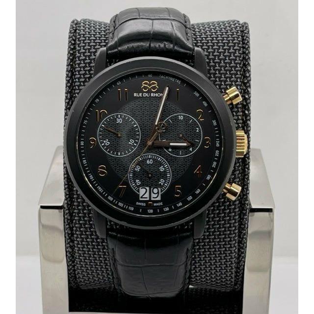Rue Du Rhone 88 Men's Black Dial Black Leather Strap Watch