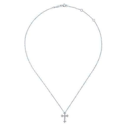 14K White Gold Diamond Cross Pendant Necklace NK5273W45JJ