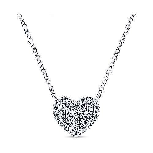 14K White Gold Diamond Heart Pendant Necklace NK5267W45JJ