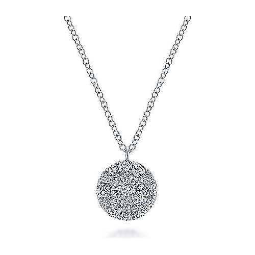 14K White Gold Round Diamond Disc Pendant Necklace NK5334W45JJ