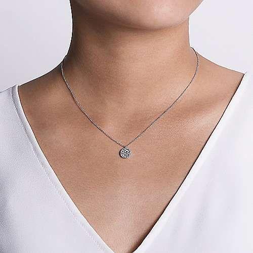 14K White Gold Round Diamond Disc Pendant Necklace NK5334W45JJ