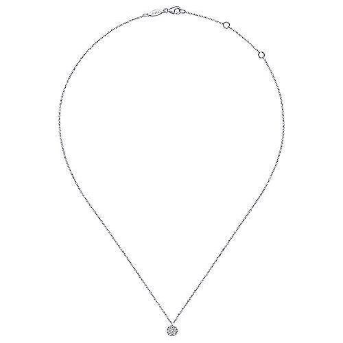 14K White Gold Round Pav Diamond Disc Pendant Necklace NK5332W45JJ