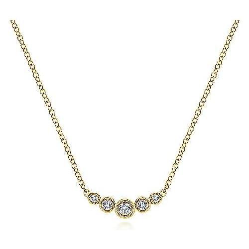 14K Yellow Gold Curved Round Diamond Bar Necklace NK5424Y45JJ