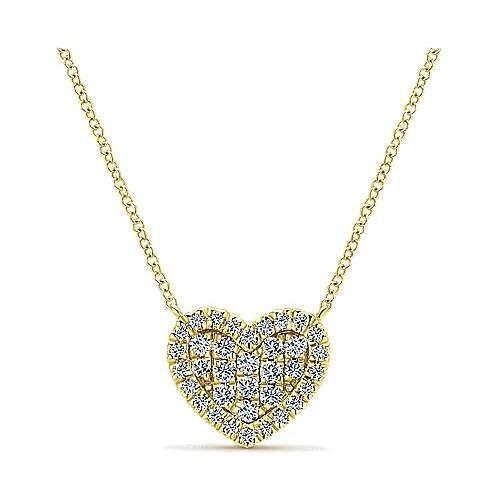 14K Yellow Gold Diamond Heart Pendant Necklace NK5267Y45JJ