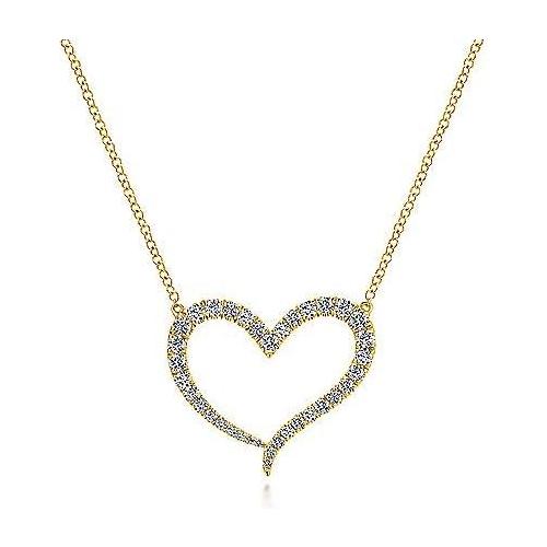 14K Yellow Gold Open Heart Diamond Pendant Necklace NK5265Y45JJ