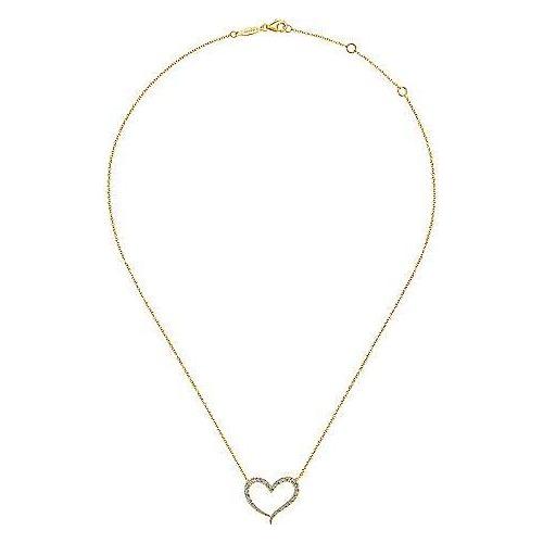 14K Yellow Gold Open Heart Diamond Pendant Necklace NK5265Y45JJ