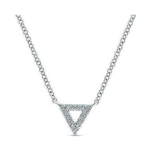 Open 14K White Gold Diamond Pav Triangle Pendant Necklace NK5430W45JJ
