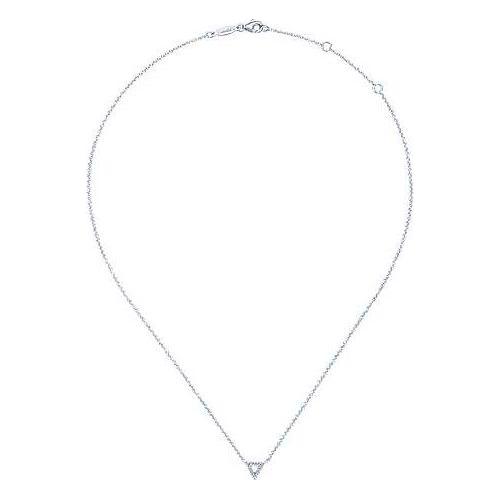Open 14K White Gold Diamond Pav Triangle Pendant Necklace NK5430W45JJ