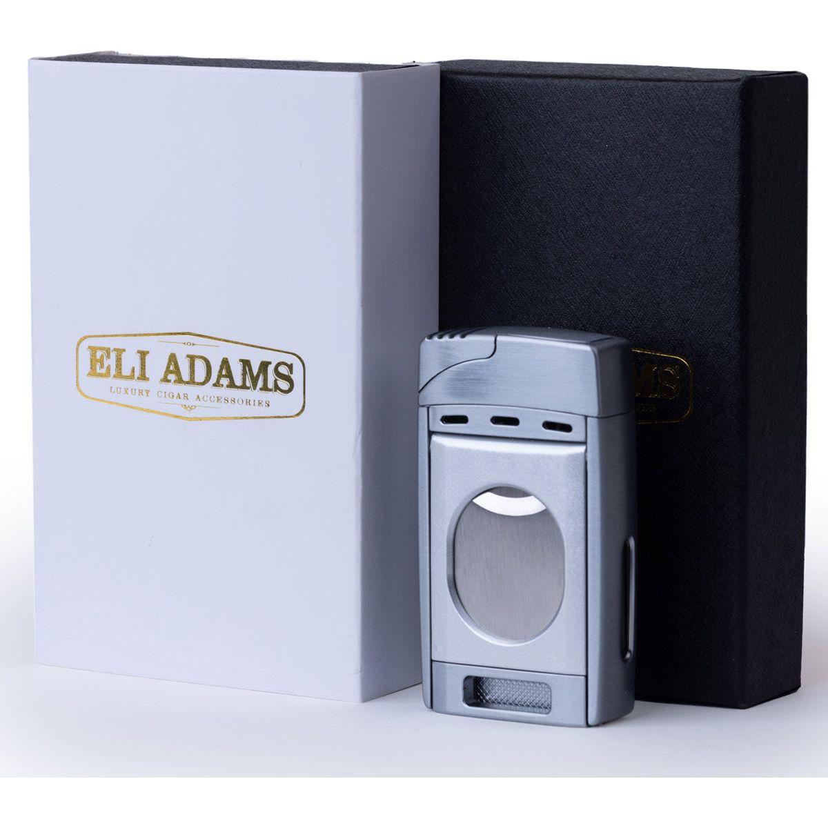 Silver Color Dual Jet Torch Lighter with Cutter Combo