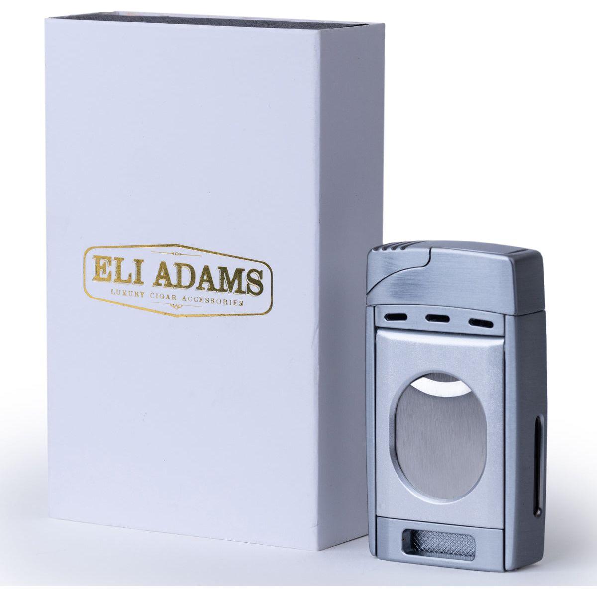 Silver Color Dual Jet Torch Lighter with Cutter Combo