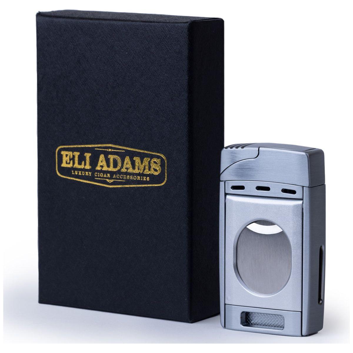 Silver Color Dual Jet Torch Lighter with Cutter Combo