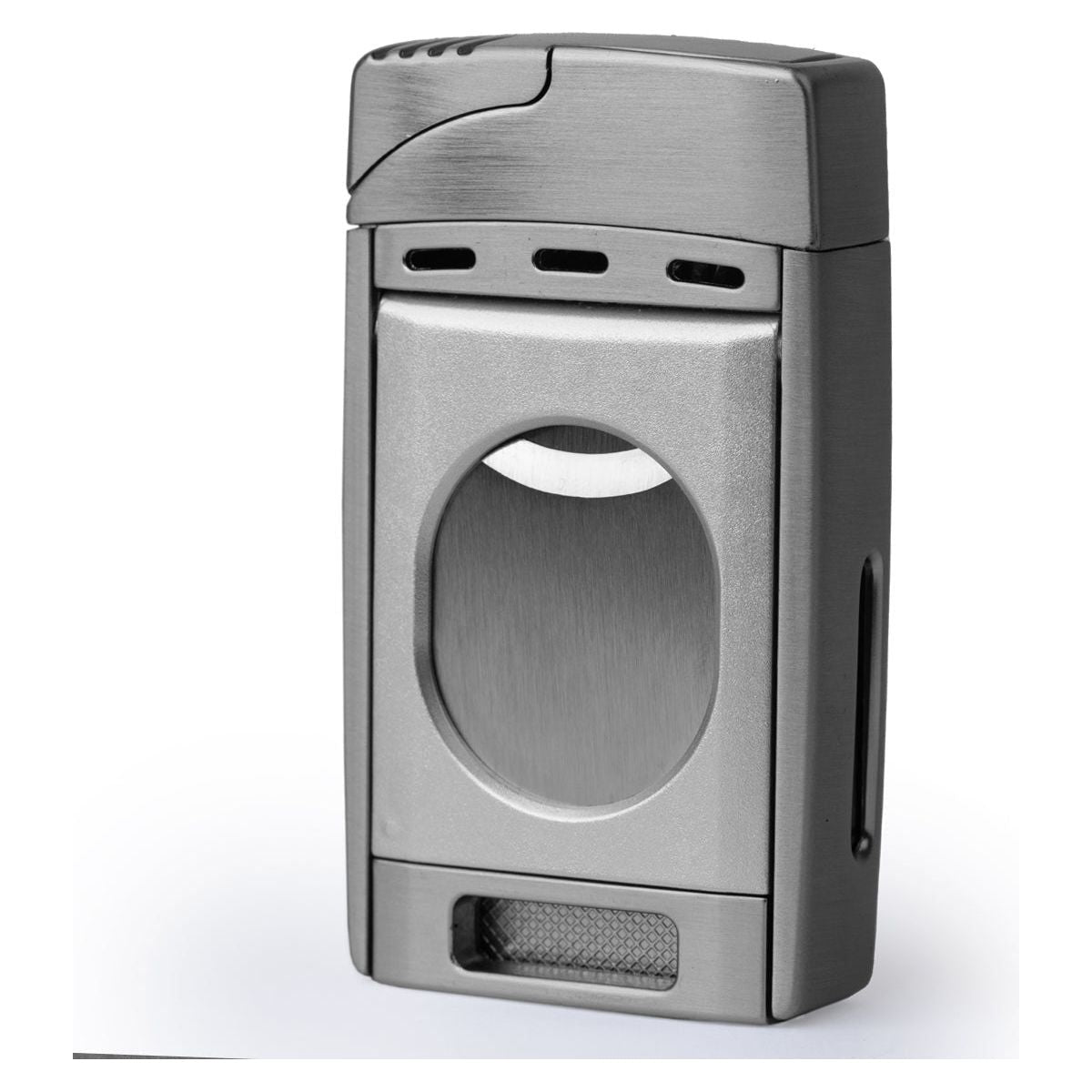 Silver Color Dual Jet Torch Lighter with Cutter Combo