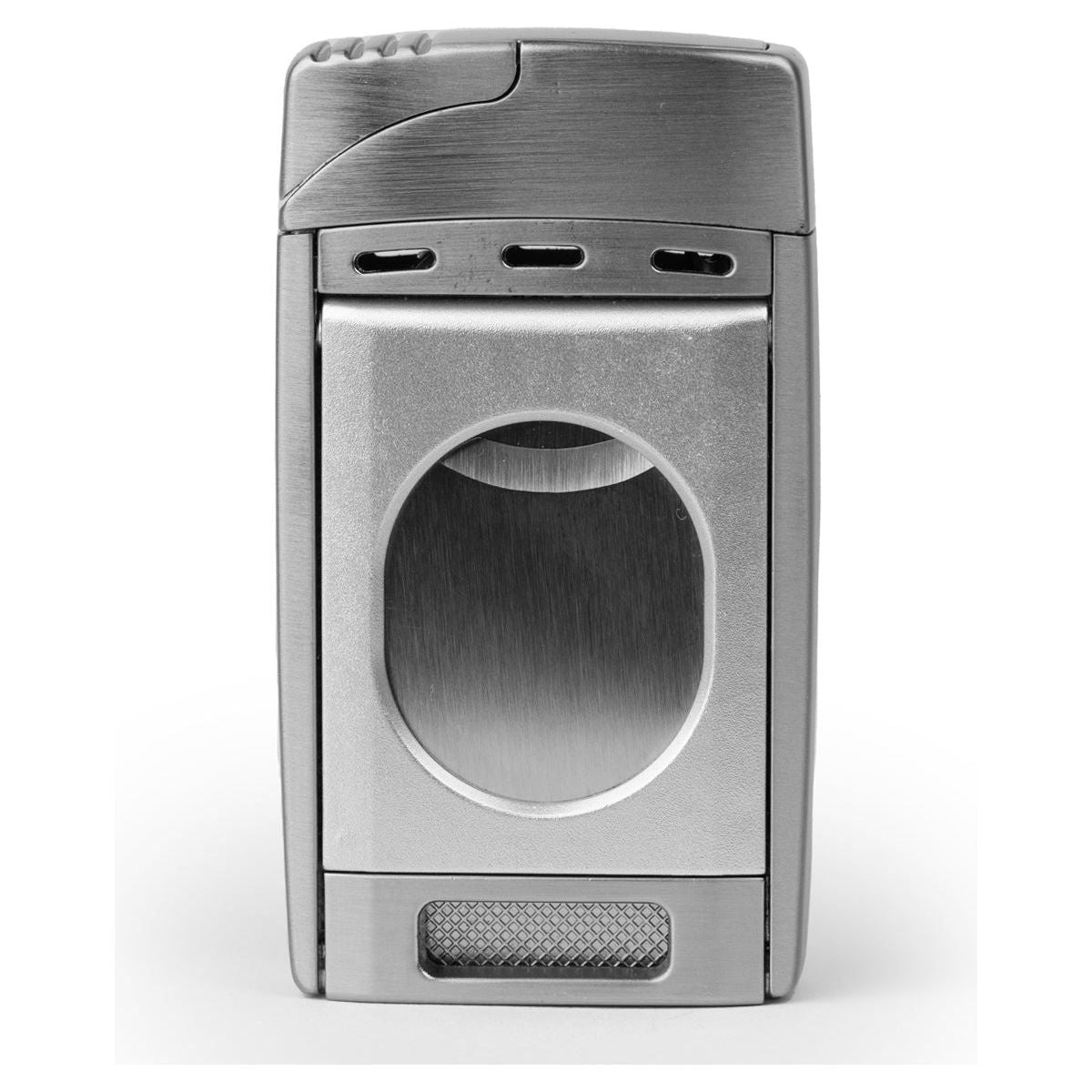 Silver Color Dual Jet Torch Lighter with Cutter Combo