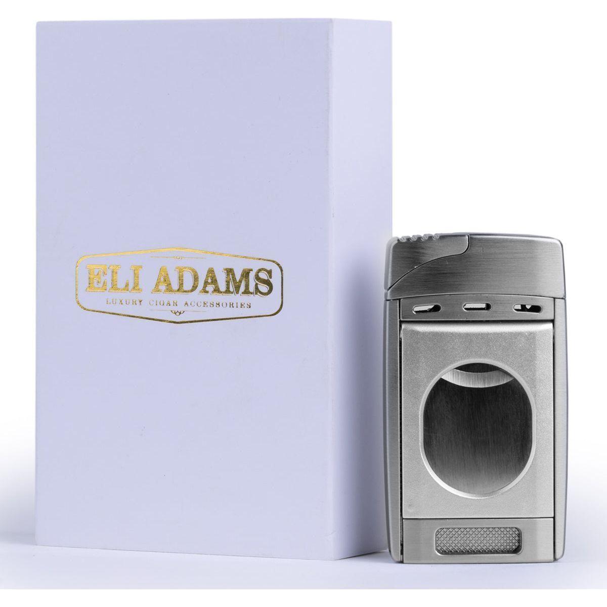 Silver Color Dual Jet Torch Lighter with Cutter Combo